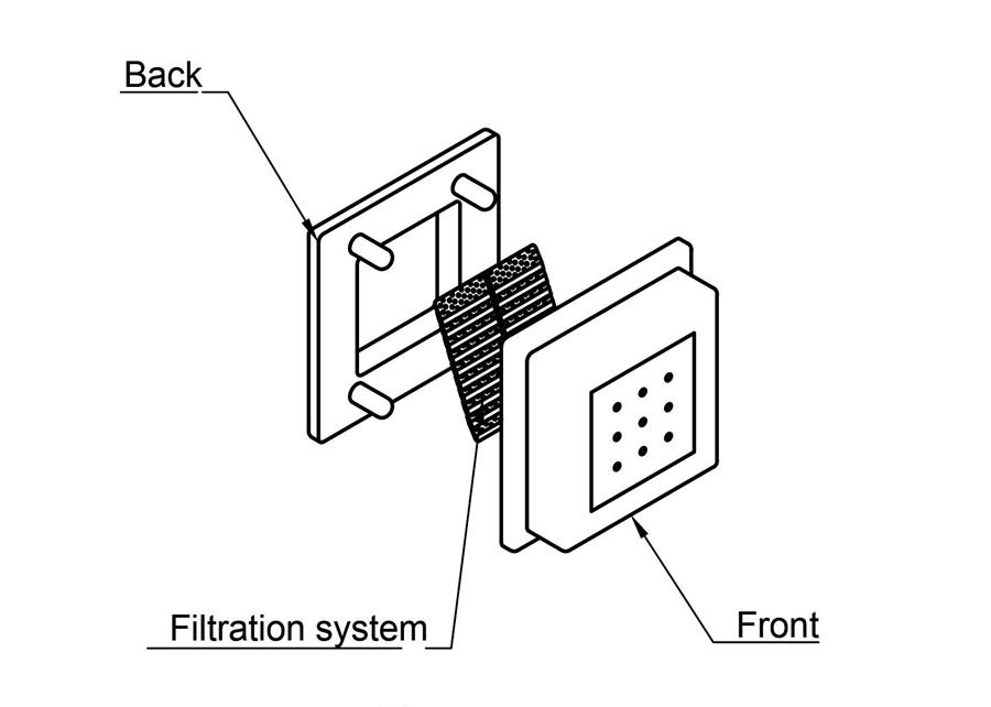 Filtration system's technical drawing 